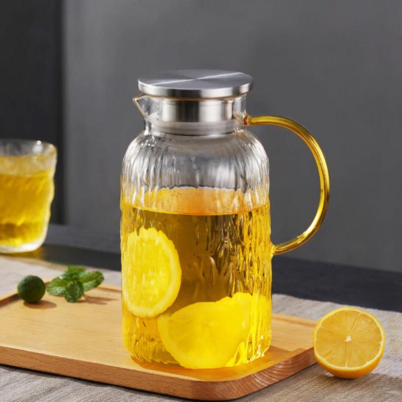 Multiple Capacity Cold Water Bottles Water Kettle Beverage Pot Exquisite Glassware Large Capacity Cold Brewing Pot with Handle