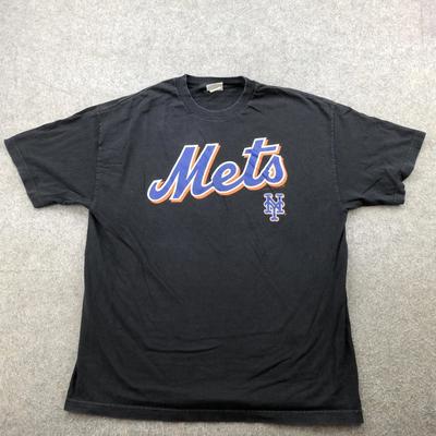 Vintage New York Mets Shirt Mens XL Black MLB Baseball Script Graphic Lee