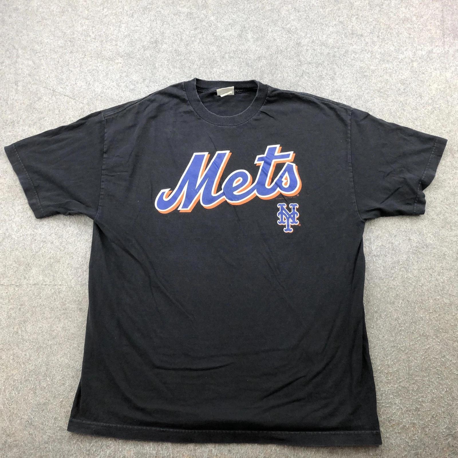 Vintage New York Mets Shirt Mens XL Black MLB Baseball Script Graphic Lee 2XL