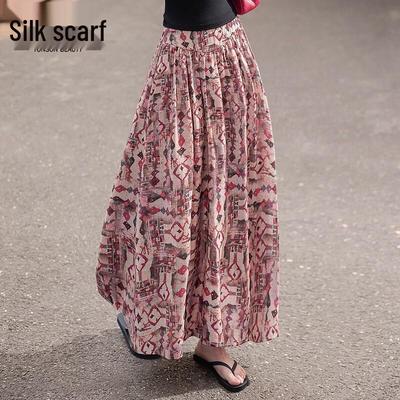 Women's Floral High-Waist A-Line Maxi Skirt