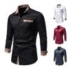 Mens Casual Long Sleeve Plaid Stitching Shirt European Size