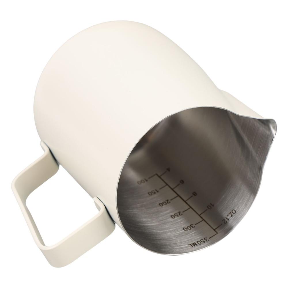 Pointed Spout Milk Frothing Pitcher With Scale Latte Art Frothing Cup  Coffee Preparation 350ml White