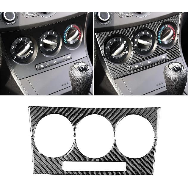 Kohlefaser Autozubehör Innenaufkleber Kompatibel mit Mazda 3 Axela 2010-2013 Mazdaspeed 3 Klimaanlagen-Klimaregelung Bedienfeld AC-Knopf