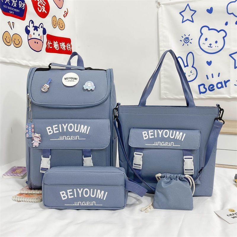 4 Pcs Backpack for Boys Girls Children Lovely Schoolbag Kindergarten Schoolbag Kids Gift Pencil Case Large Capacity Handbag
