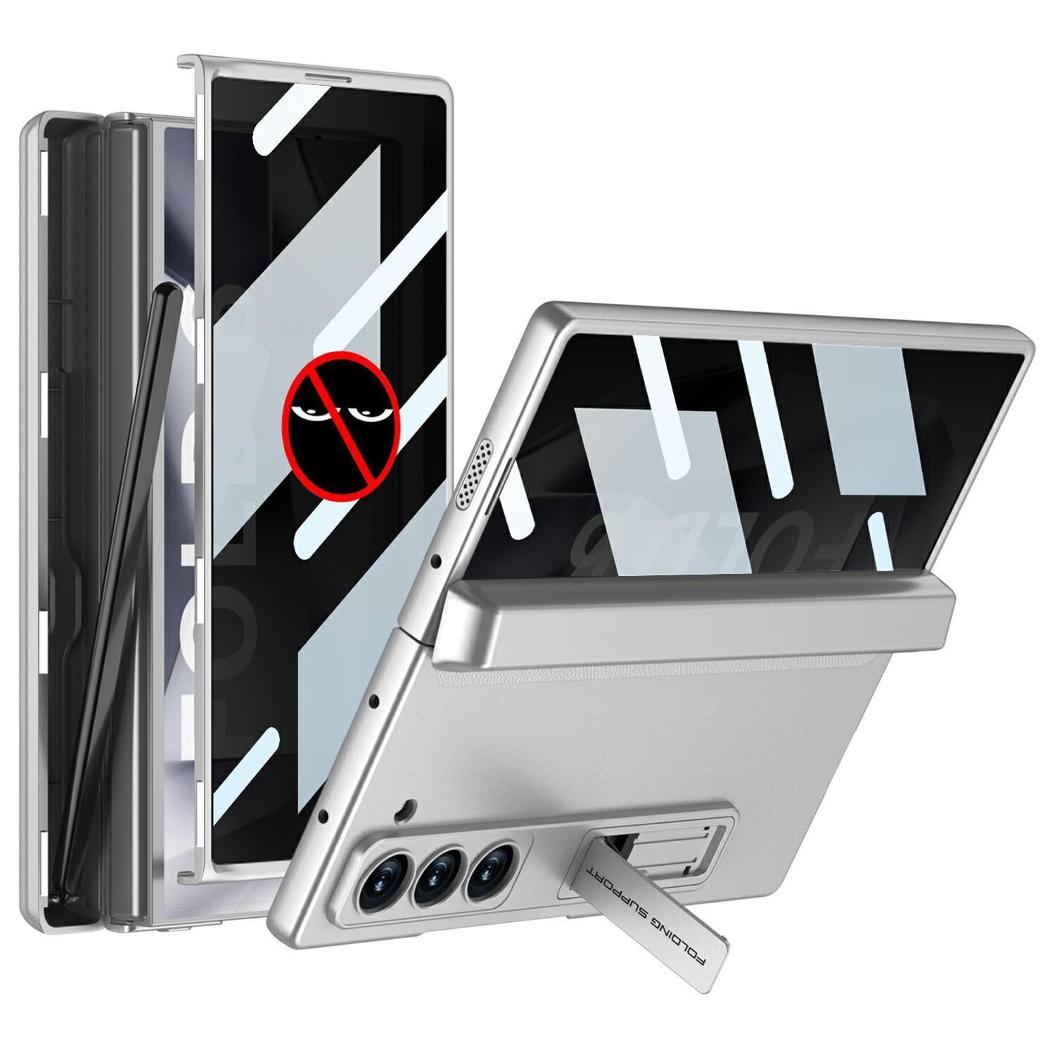 

GKK Чехол для Samsung Galaxy Z Fold6 5G с защитной пленкой для экрана, слотом для карандаша, магнитным шарниром, жесткий ПК чехол для телефона Silver