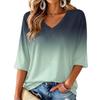 Women's V-Neck Gradient Print Blouse Lightweight for Spring and Summer