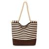 Striped Tote Bag Rope Handle Casual Beach Shoulder Purse Large Capacity