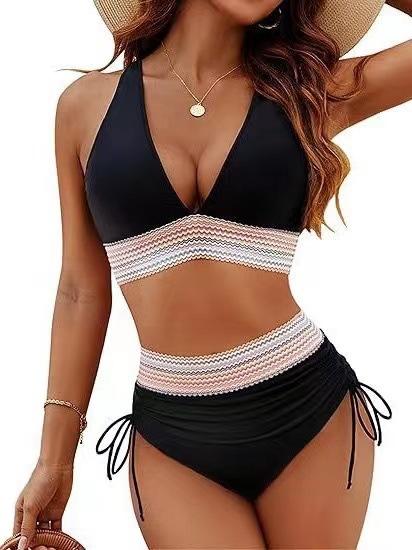 Swimsuit Ladies Sexy Sexy Bikini High Waist Skinny Blast Split Swimsuit S чёрный