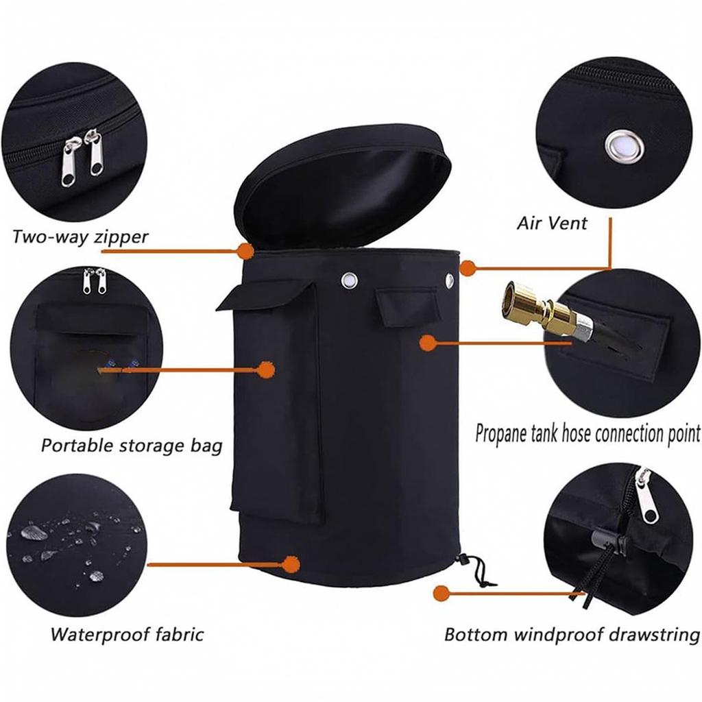 Small Black Propane Tank Cover, Cloth Cylinder Protector Sleeve and