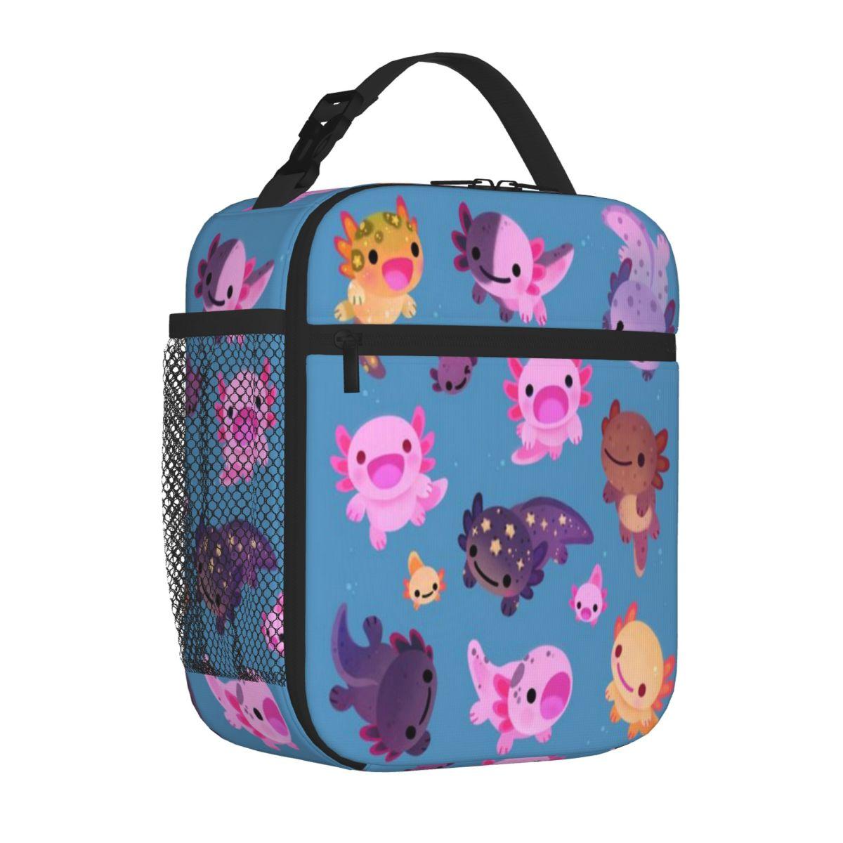 Bestselling Happy Axolotl - Blue Military Style Waterproof Lunch Bag Roadside Stop Food Cooler Bag One Size