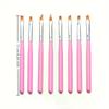 8Pcs Set Oblique Gradient Smudge Nail Flower Drawing Sawtooth Pen Multifunctional Mix Shape Petal Painting Gel Nail Art Brush