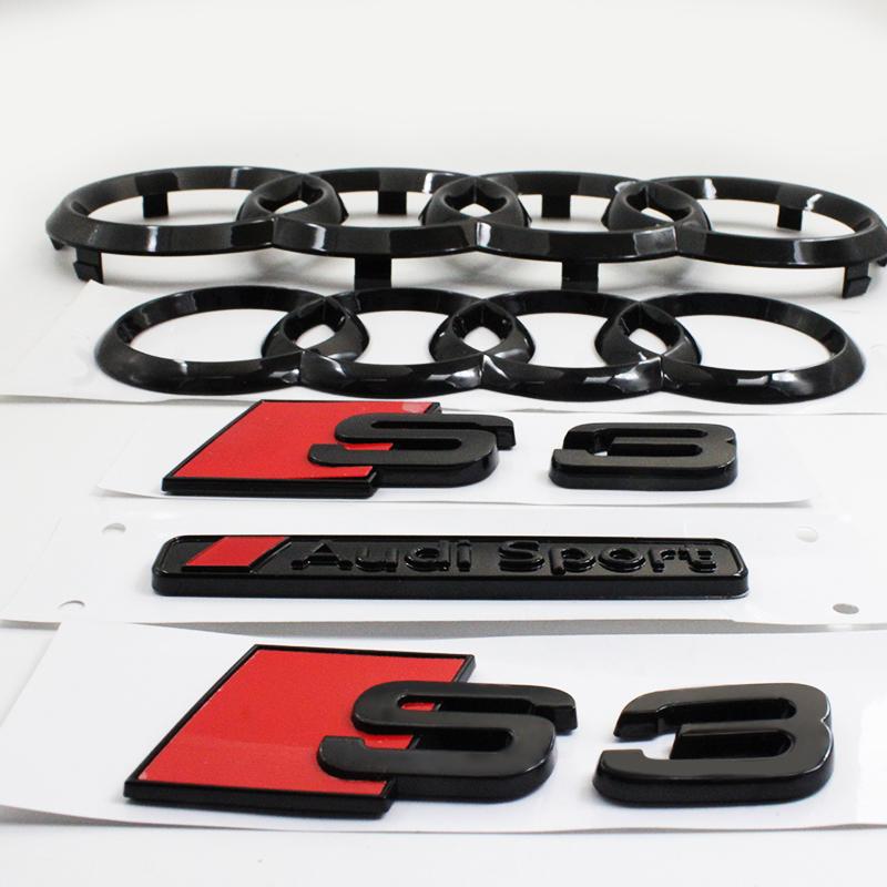 4Ring Logo 273mm 192mm ABS Car Emblem Hood Front Grill Emblem Rear Trunk Badge Sticker For hot Sport S3 2010-2020 Accessories