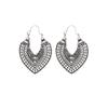 Bohemian Carved Hollow Heart & Geometric Semicircle Earrings