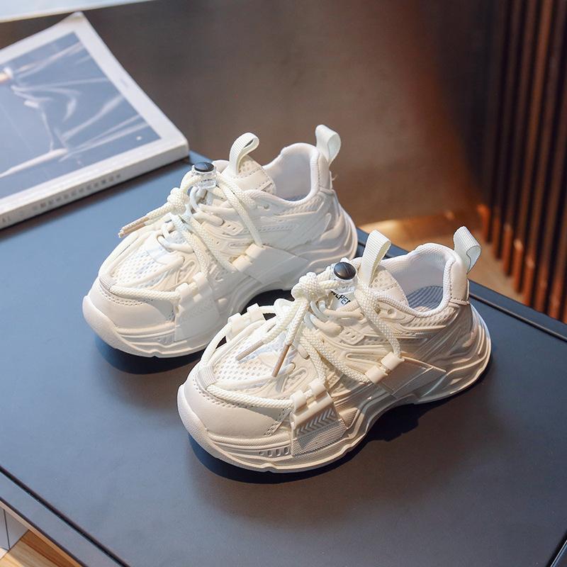 New Spring Children Sneakers Girls Fashion Clunky Sneakers Boys Handsome Mesh Shoes Kids Running Sneakers 26 бежевый