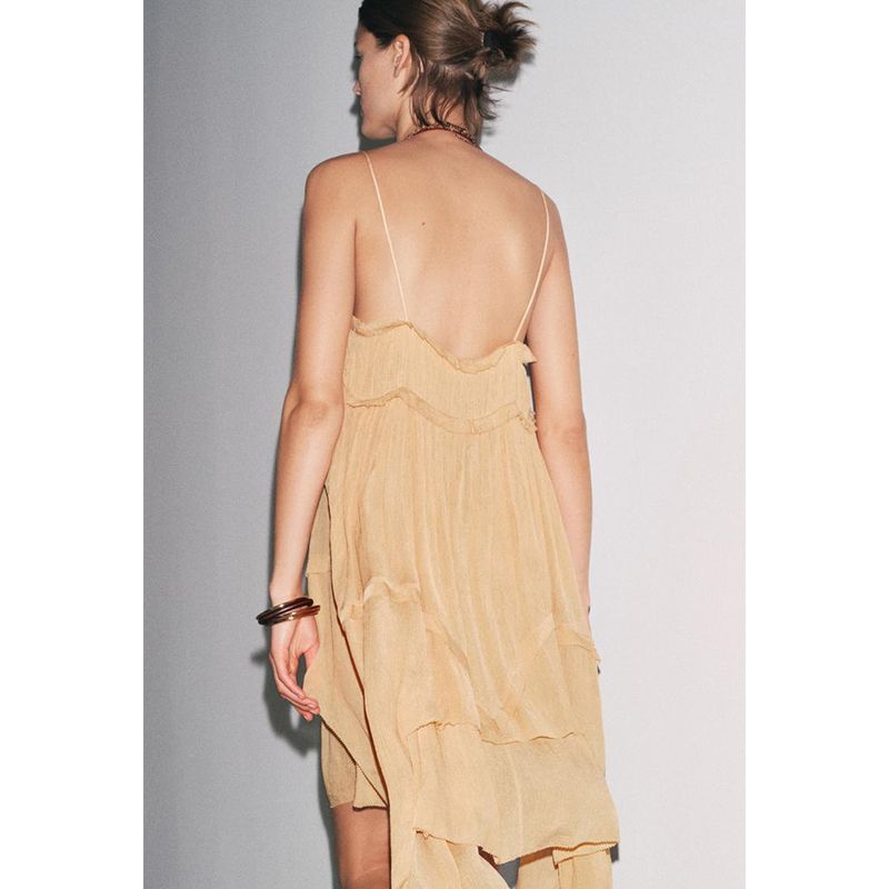 Summer New Product Women's Clothes French Style Casual round Neck Sleeveless Asymmetric Laminated Decoration Dress 5107068