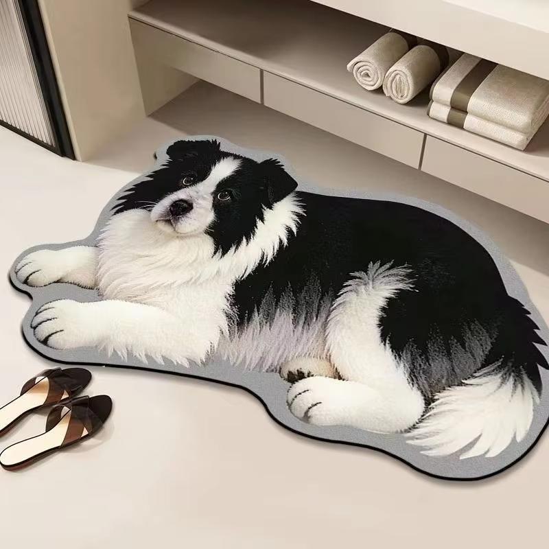 Cartoon Shih Tzu Plush Rug Cute Puppy Dog Shaped Carpet Non Slip Soft Floor Mat for Bedroom Living Room Entryway Home Decor