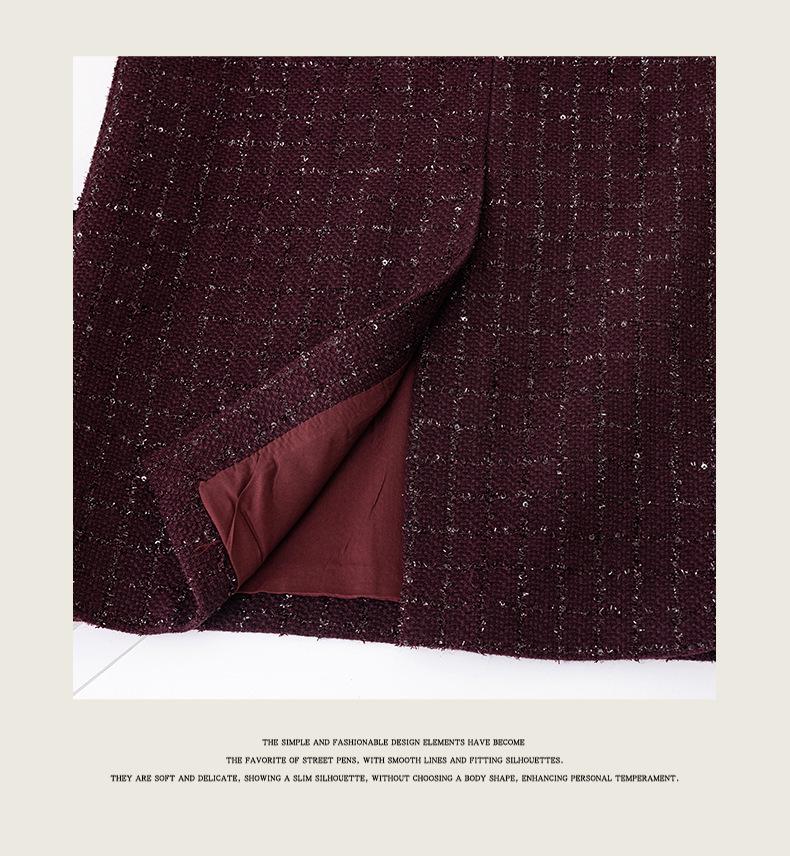 Lux Women's Sequin Tweed French-Style Wool Skirt for Autumn/Winter 2025