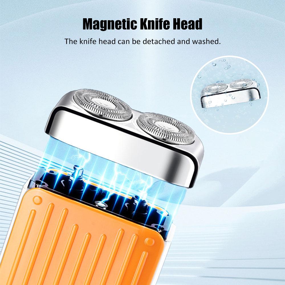 USB Mini Electric Smart Shaver Household Car Shaver Digital Display Dual Blade Rechargeable Shaver Powerful Beard Trimmer Tool