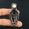 Tree of Life Wire Wrapped Amethyst & Moonstone Pendant Handmade Copper Jewelry for Women Healing Crystal Necklace Gift