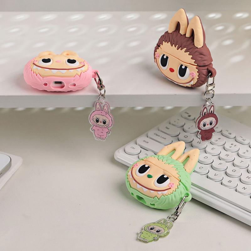 Cartoon Labubu Cute Wireless Earphone With Protective Case And Hanging Pendant Rope Bluetooth Earbuds Headphone Headset