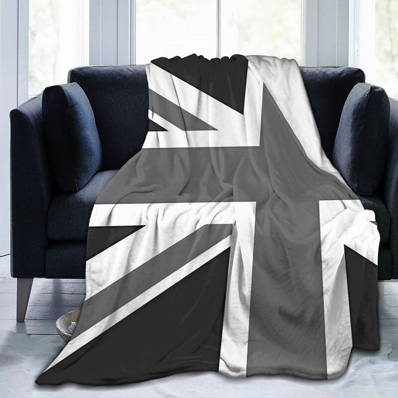 Custom Union Jack Flag Throw Blanket Ultra Soft Cozy Fleece Blankets Portable Lightweight Flannel Blanket for Bed Sofa