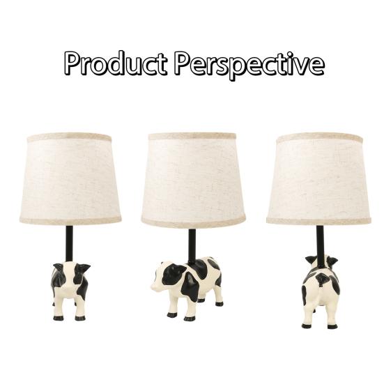 Cute Spotted Cow Table Lamp Cartoon Animal Night Light for Kids Bedroom Desk & Nursery Decor Adorable LED Mood Lighting