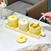 Taotao Mei Ceramic Condiment Jar Set with Tray