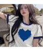 2025 Summer New Love Short-sleeved T-shirt Women's Loose Casual Printed Round Neck Top