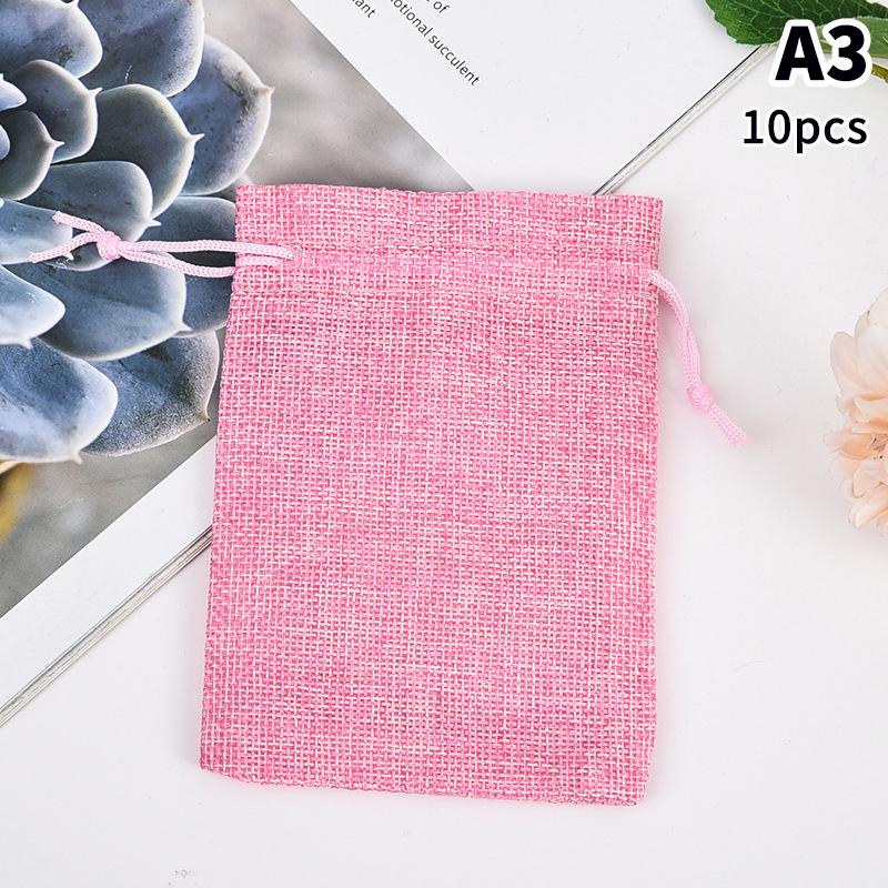 10 Pièces 10X14Cm Sac Cadeau Jute Fait Main Sac Naturel Coton Lin Sac d'Emballage Cadeau Sac de Rangement Bijoux