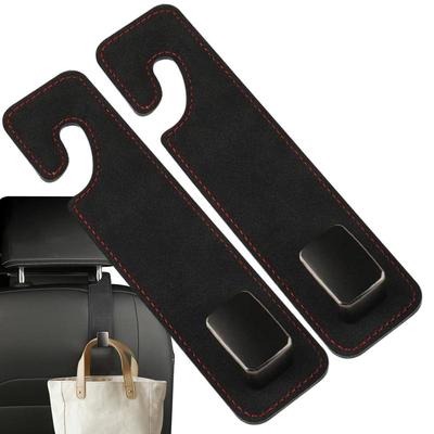 Gancho para Bolsa de Carro 2 Peças Couro Microfibra Gancho de Armazenamento Gancho para Encosto de Cabeça do Banco do Carro Cabide Organizador de Armazenamento Universal Para Bolsa de Mão Bolsa