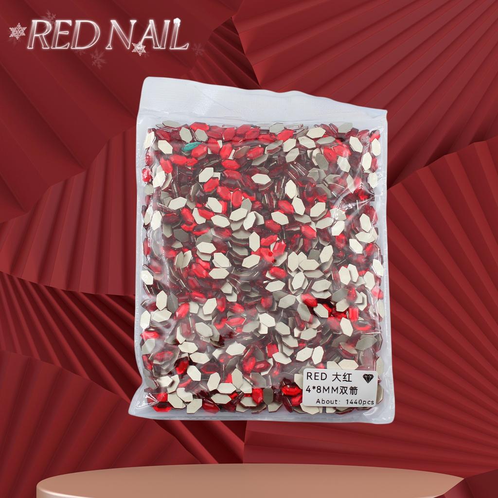 Pachet întreg de Crăciun de Anul Nou, mic, mare, roșu, fund plat, formă specială, diamant, artă pentru unghii, ornament pentru unghii, diamant roșu în formă specială