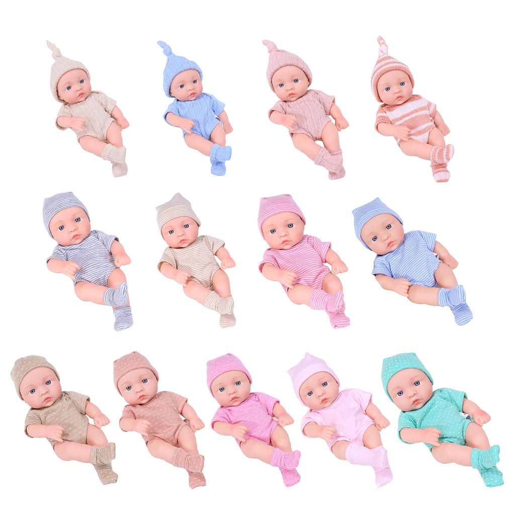 20cm Reborns Toddler Popular Realistic Cute Girl Doll with Braided Sweater Hat Soft Body High-quality Handmade Doll