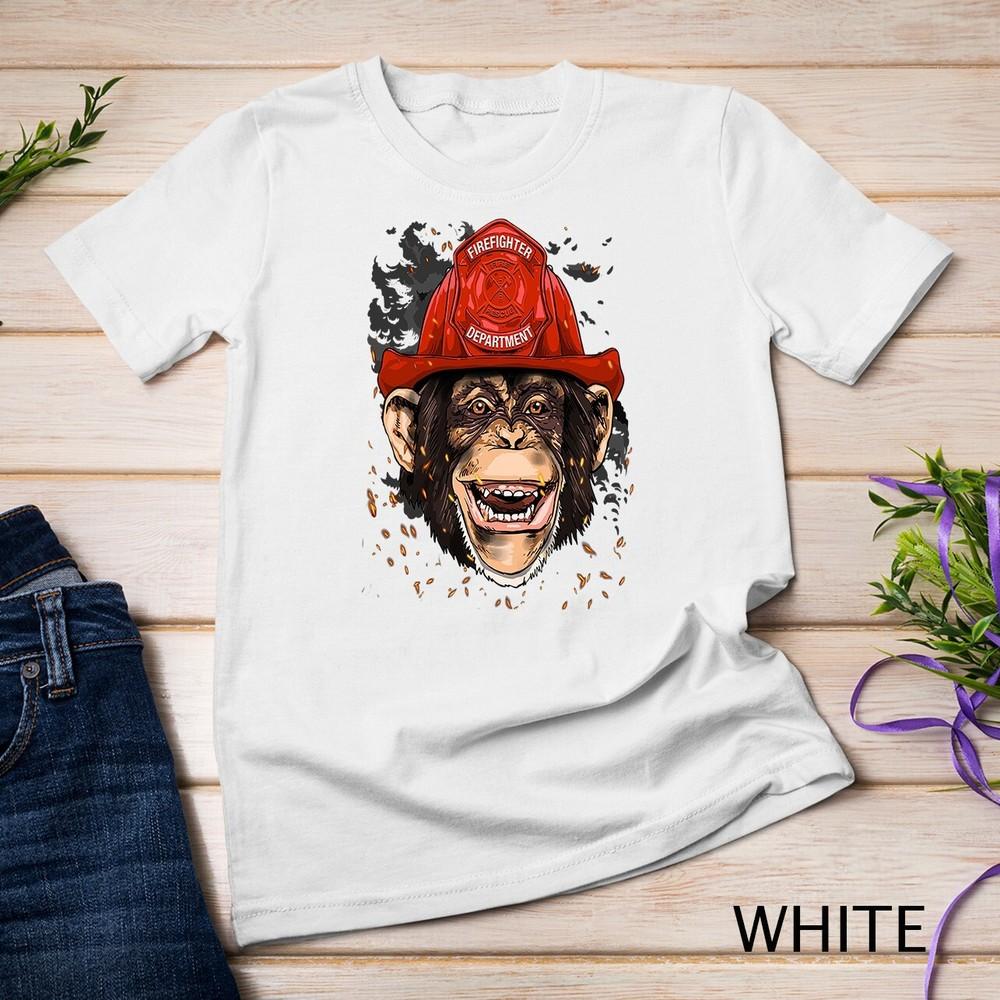 

Chimpanzee Firefighter Great Ape Chimp Primate Animal Lover Unisex T-shirt L