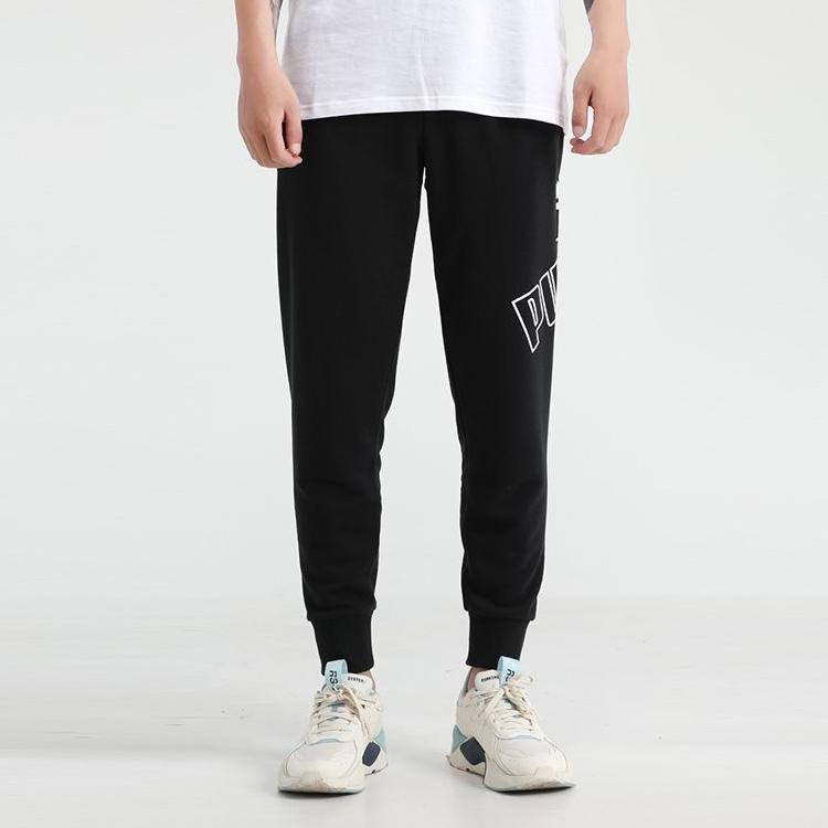 Puma Big Logo Drawstring Printed Casual Pants Men Bottoms Black 585179-01