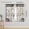 2 Stück Holz Retro Scheunentor Muster Vorhang Landhausstil Dekorativ Bedruckt Lichtfilternder Vorhang für Heimdekoration