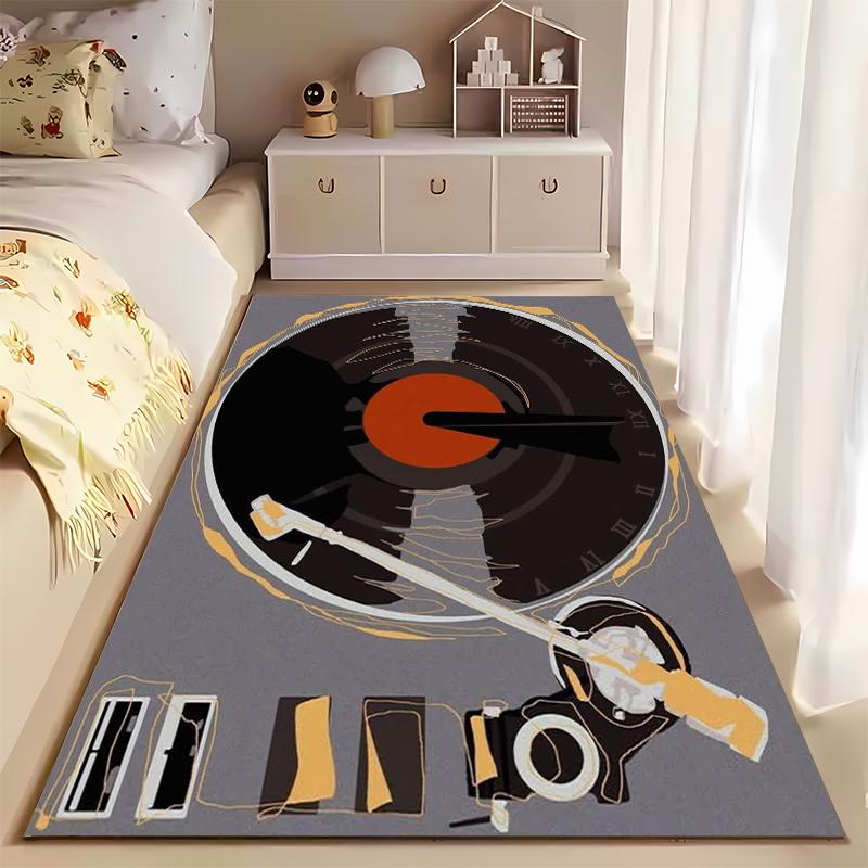 Vintage Record Player Illustration Rug - Non-slip rug suitable for living room and bedroom sofas