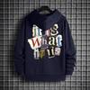 Autumn Winter Long Sleeved Back Letter Pattern Printed Top with Loose Hooded Sweatshirt Cover Hoodies & Sweatshirts Men’s