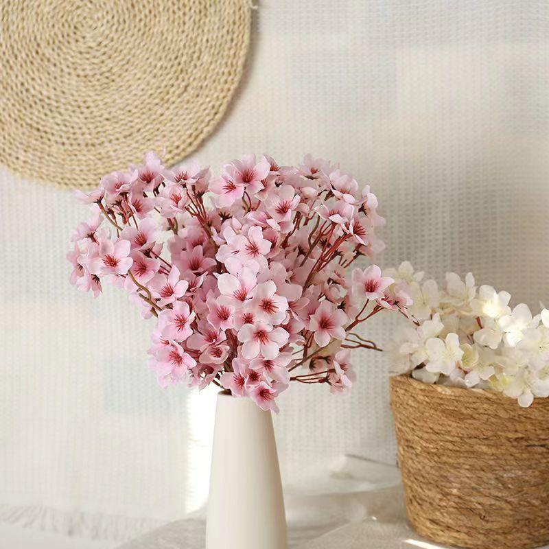 Artificial Flowers Silk Peach Blossom Spring Decor Fake Arrangement Home Room Wedding Bridal Table Party Garden Yard Diy Gifts