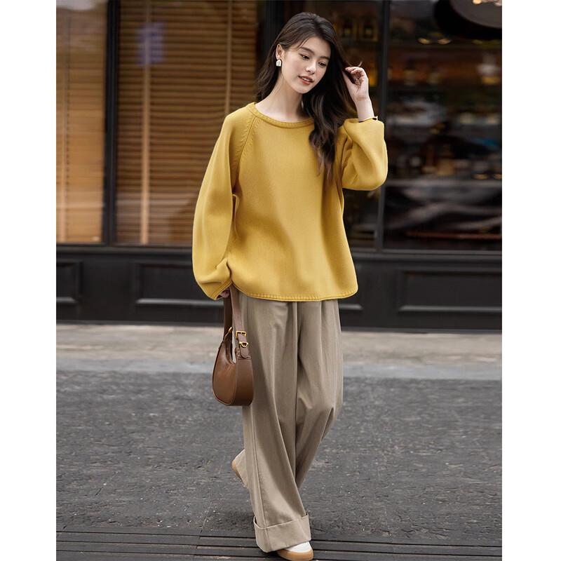 Mocana Women s Relaxed Merino Wool Long Sleeve Sweater One Size жёлтый
