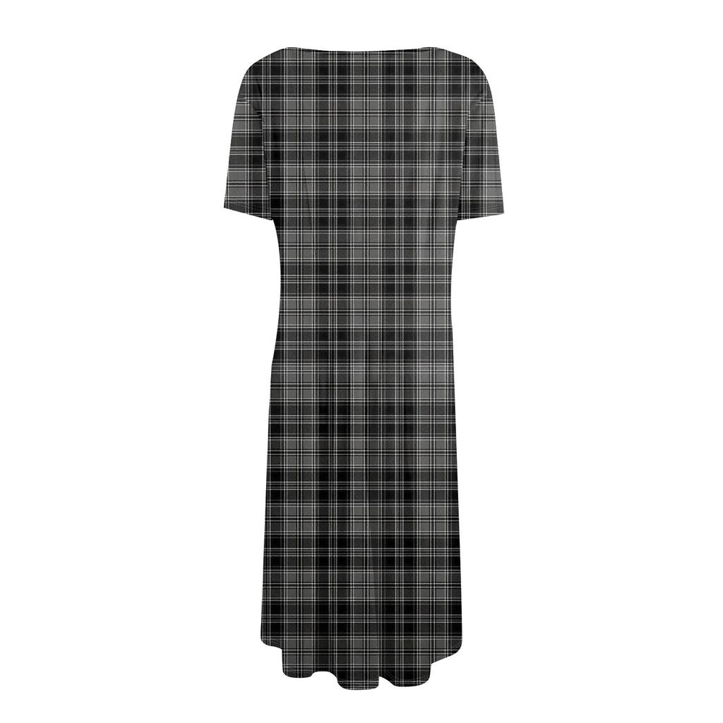 Women's Casual Fashion Round Neck Short Sleeve Print Midi Dress