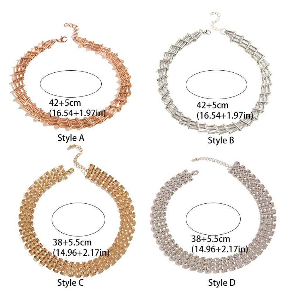 Mesh Design Exaggerated Cuban Chunky Chain Zinc Zinc Alloy Steampunk Choker Cool Hip Hop Necklace  Girls