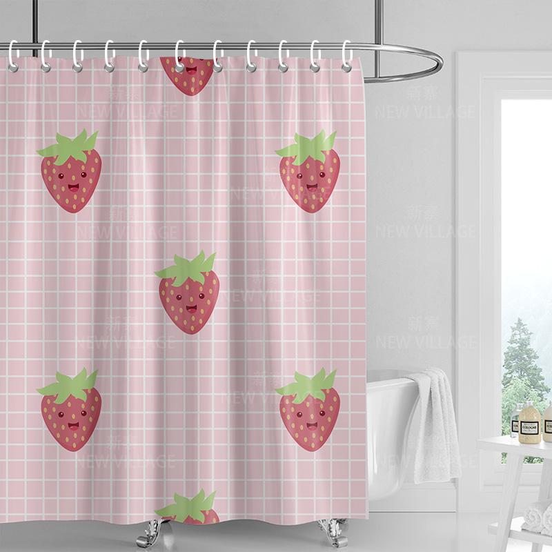 Home shower curtains bathroom Decora waterproof fabric non-slip bathmat water absorption curtain Modern nordic boho plant fruit