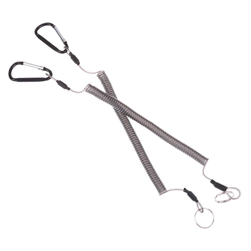 5Pcs Fishing Lanyards Fishing Tool/Pole Safety Coil Lanyard Retractable Wire Rope Buckle Fishing Anti-Lost Lanyard Rowing Rope