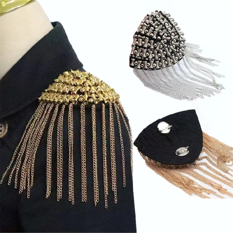 Decorative Shoulder Accents With Alloy Fringe For Dress Uniforms And Performances Costumes