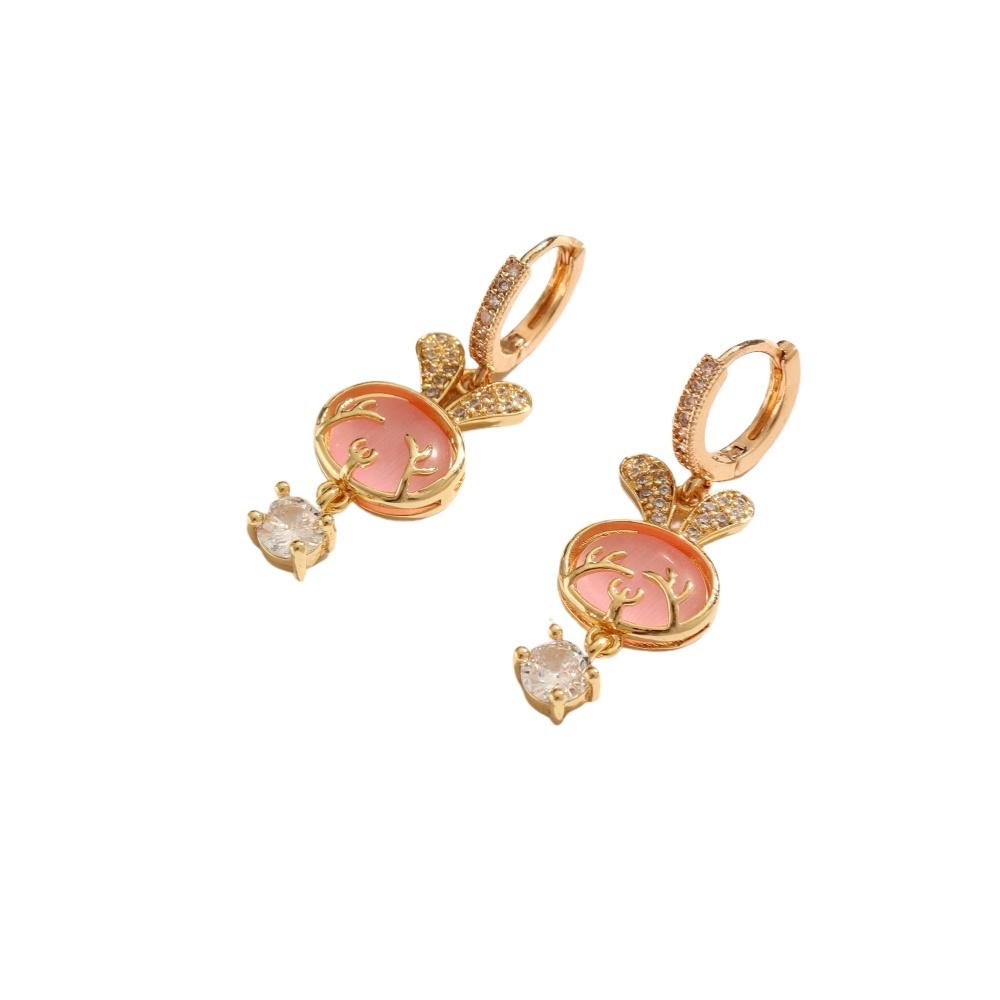 1 Pair Cute Rabbit Dangle Earrings for Women Zirconia Earring Jewelry Wedding Party Accessories