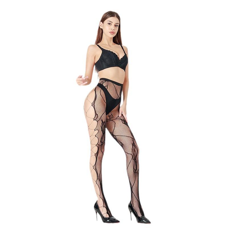 Rose Jacquard Netzstrumpfhose - Sexy, Riemchen, Retro-Nähstil für Frauen