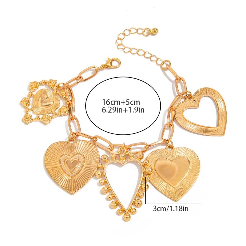 Classic Big Heart Pendant Bracelet For Women Vintage Hollow Out Geometric Charm Chain Bracelet Trendy Jewelry Gift