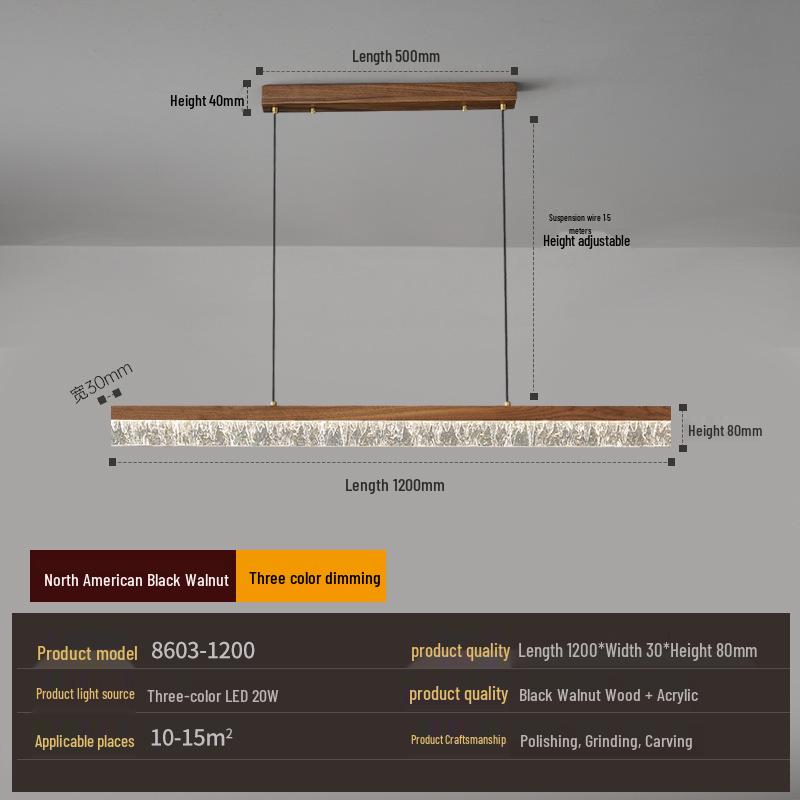 Zen Designer Tea Room Chandelier with Black Walnut and Copper