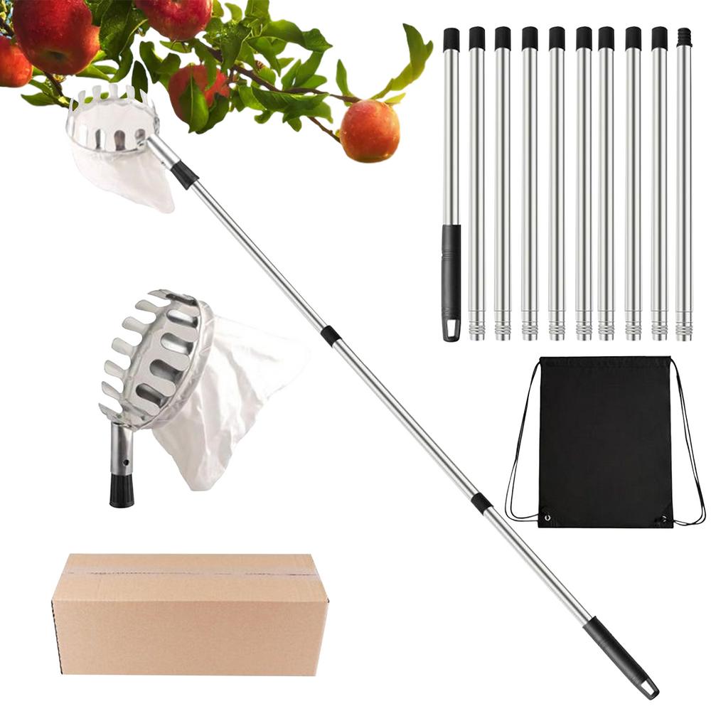 Tree Fruit Picker Tool Telescoping Harvesting Equipment 3.3-13ft Adjusting Fruit Picker For Mango Lemon Orange Pear Cherry Farm