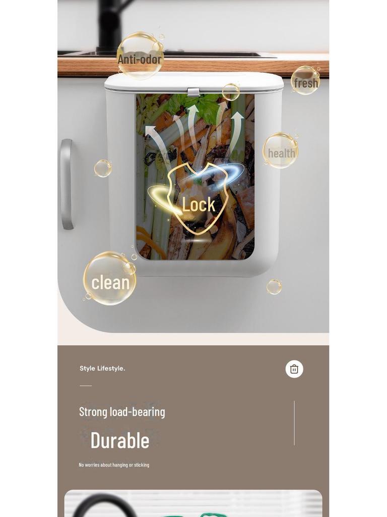 25 nových nástěnných odpadkových košů: Bez děrování, obousměrné víko, silikonová rukojeť, materiál PP